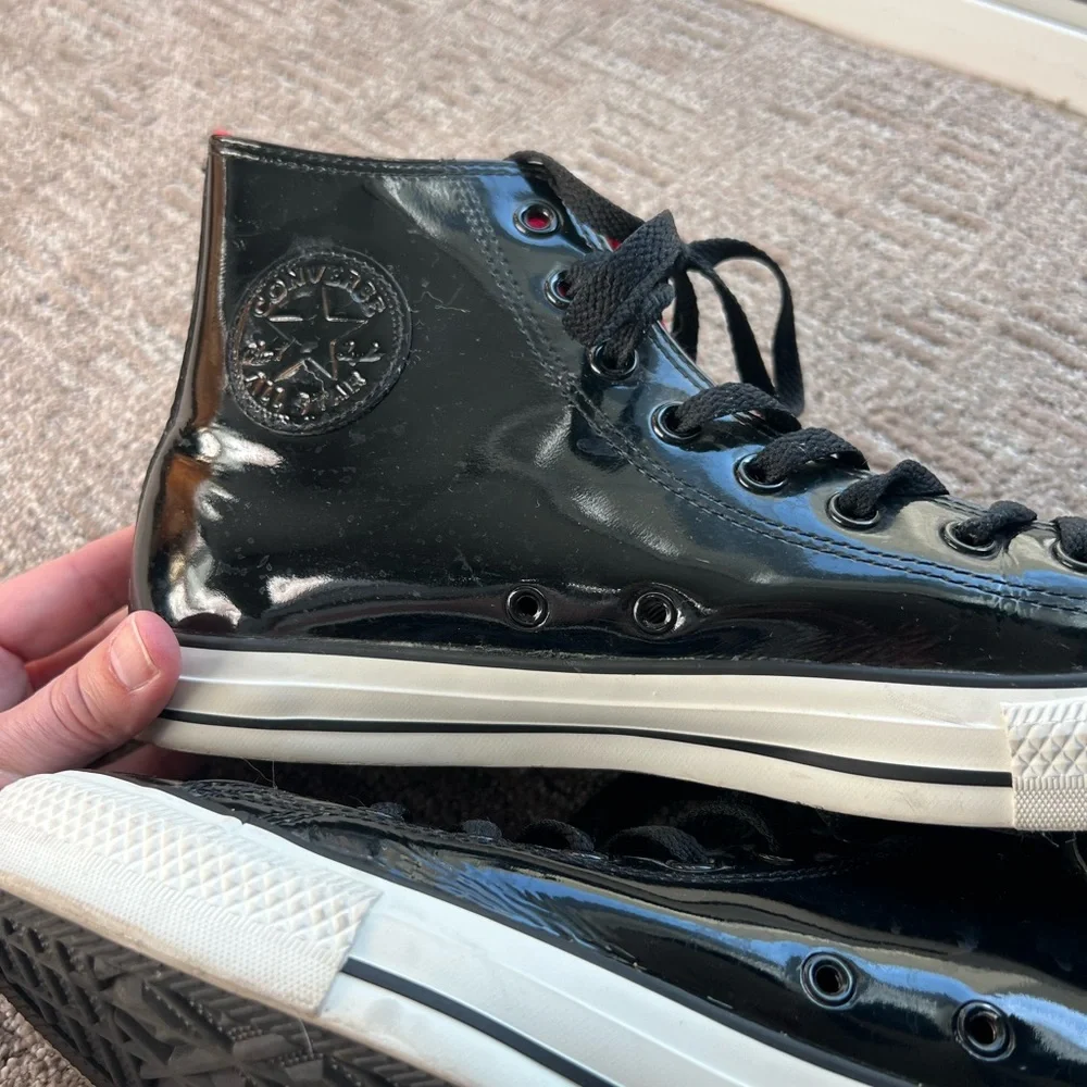 EUC Converse Chuck Taylor All Star Black Patent Leather High Top Men’s Size 10 - Picture 4 of 8
